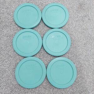 Pyrex bowl lids lot of 6 teal 5 inch diameter